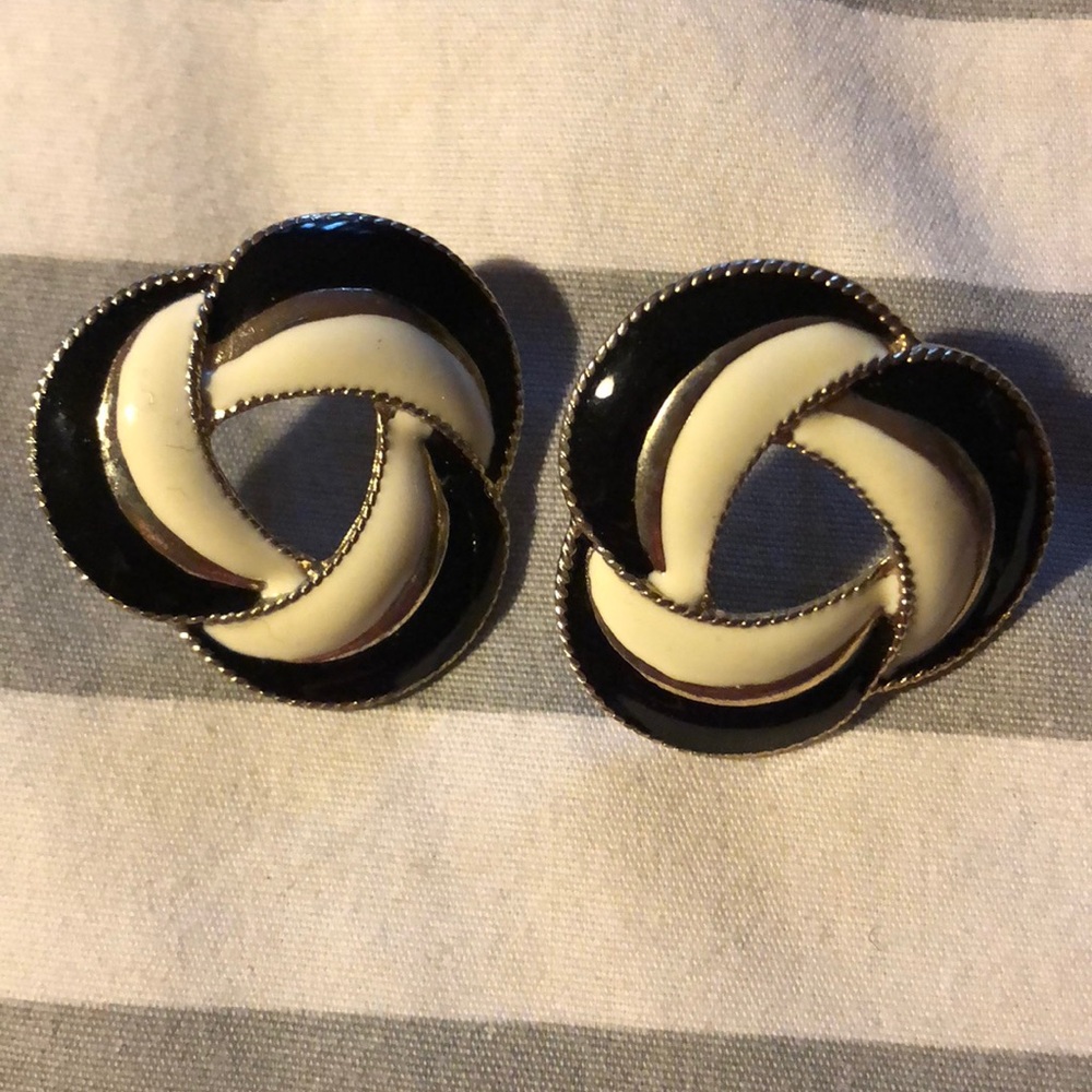 Cute black, gold, and cream earrings